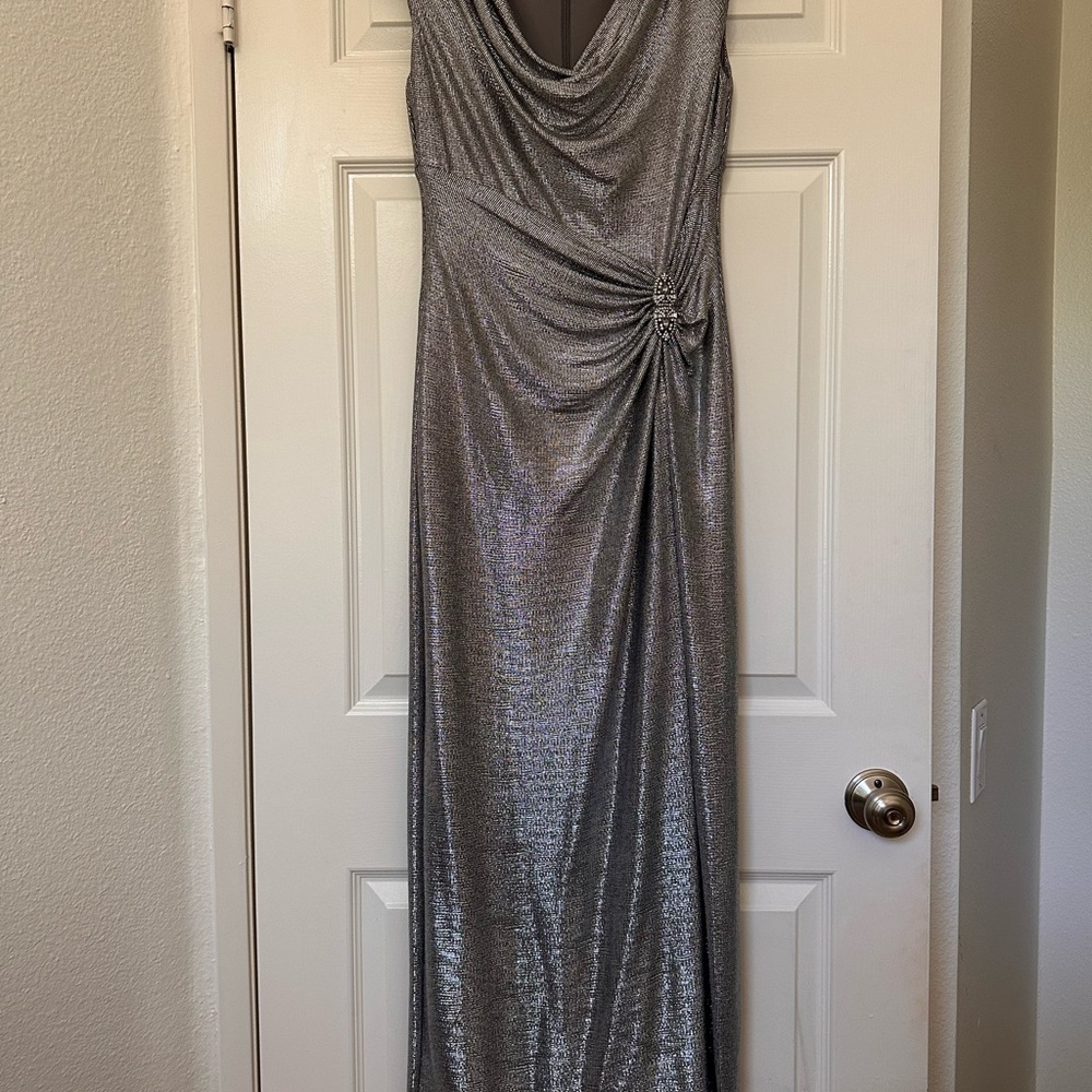 Ralph Lauren One Shoulder Silver Dress - Picture 2 of 6
